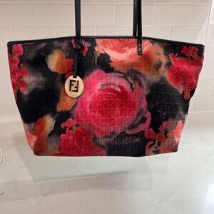 Fendi vintage canvas floral tote, pre-owned, excellent condition